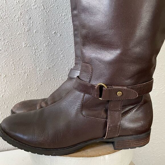 Lauren Ralph Lauren Brown Leather Zip Up Boots Size 8.5B - Picture 2 of 10